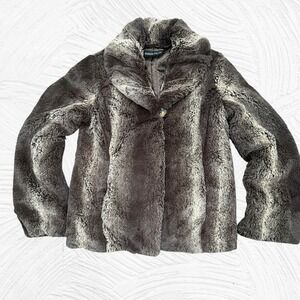 Pamela McCoy Faux Fur Mink Medium Coat  Brown Taupe